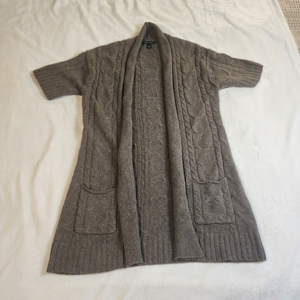 Banana Republic Chunky Cable Knit Sweater Open Front Short Sleeve Cottagecore